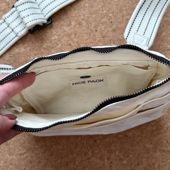 The Particulars NICE Pack Canvas Belt Bag Cream White Crossbody Fanny Pack - Picture 3 of 4